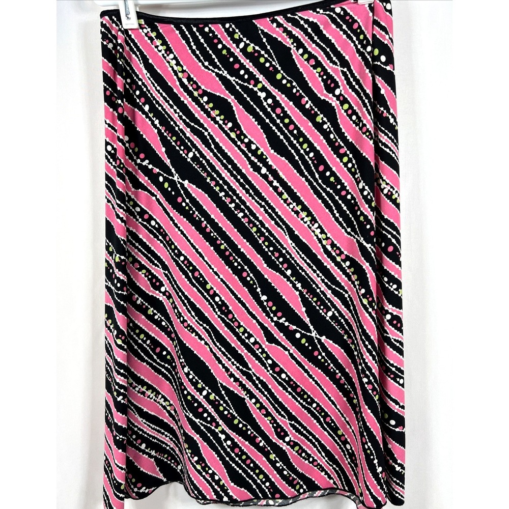 W Wrapper Women's Abstract Pink & Black Stripes Bubbles Skirt Y2K Size Large